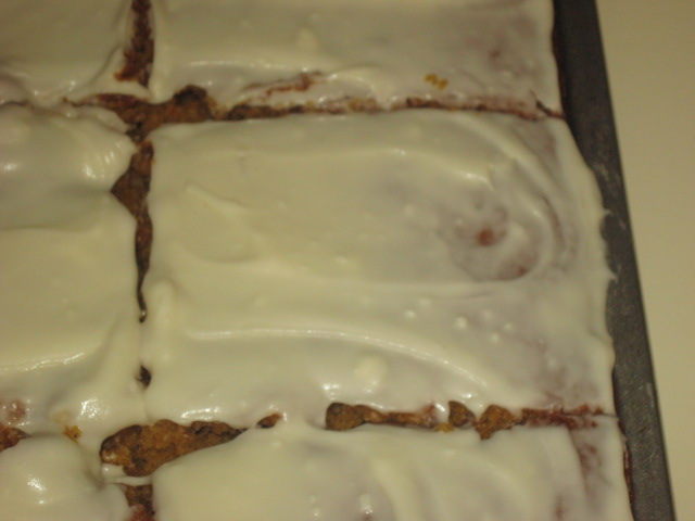 Pumpkin Bars iced and cut