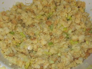 Turkey Dressing ready for the oven